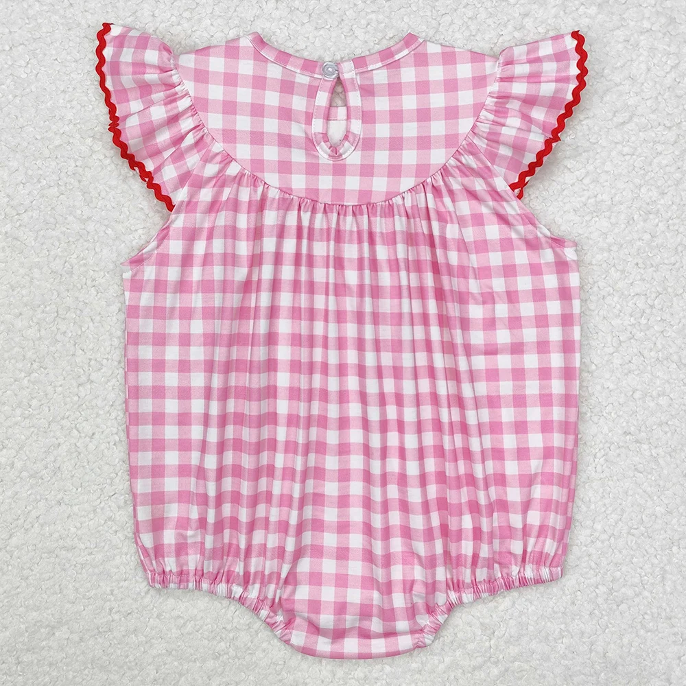 Boutique Baby Infant Girls Rompers Lover Rabbit Easter Short Sleeve Rompers Fashion Toddler Girs Onesie Kid Baby Bubble Rompers 4