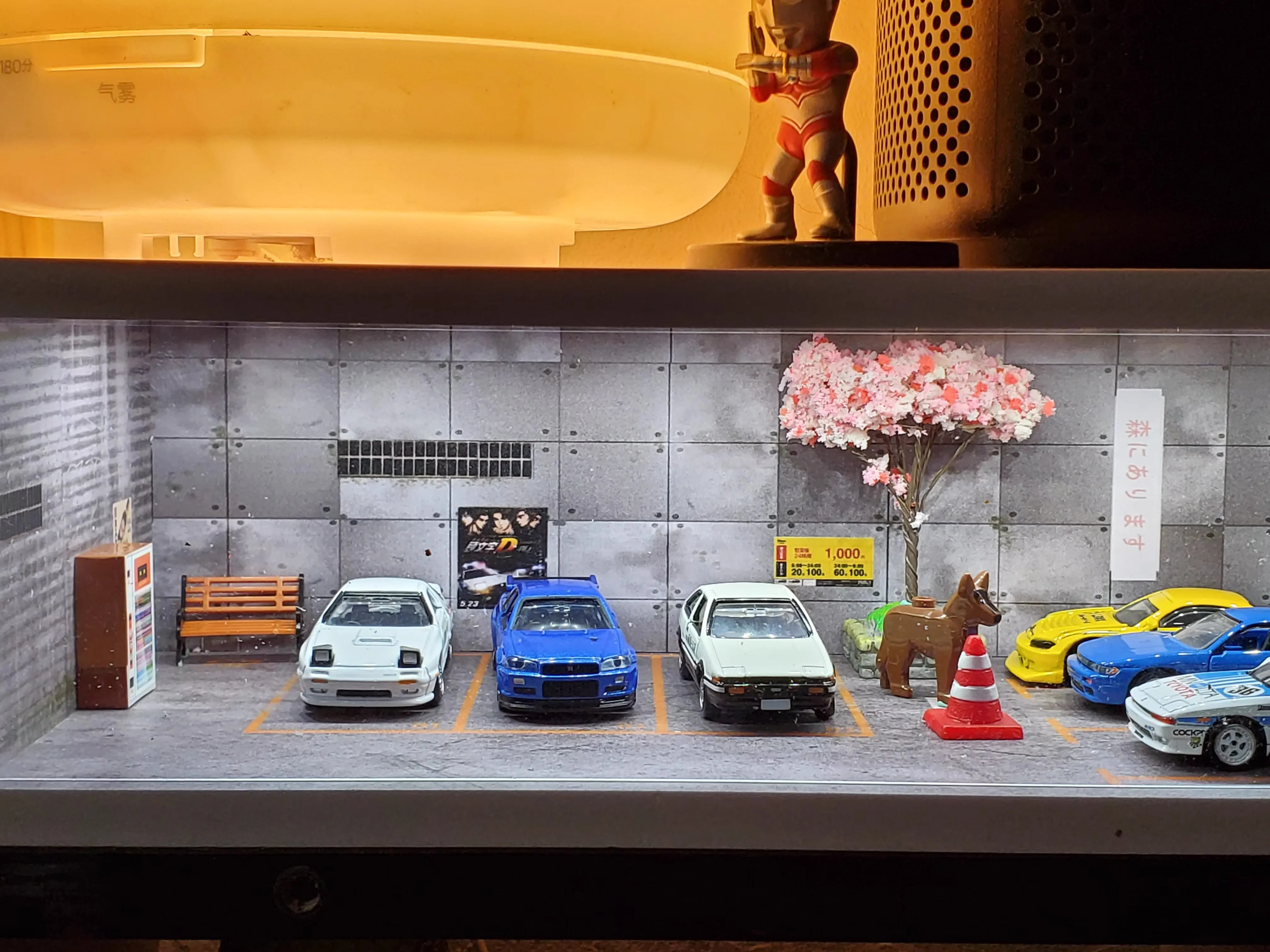 1/43 Parking Scene Model Small Storage Box Alloy Car Mold Collection Photo Display Case 5