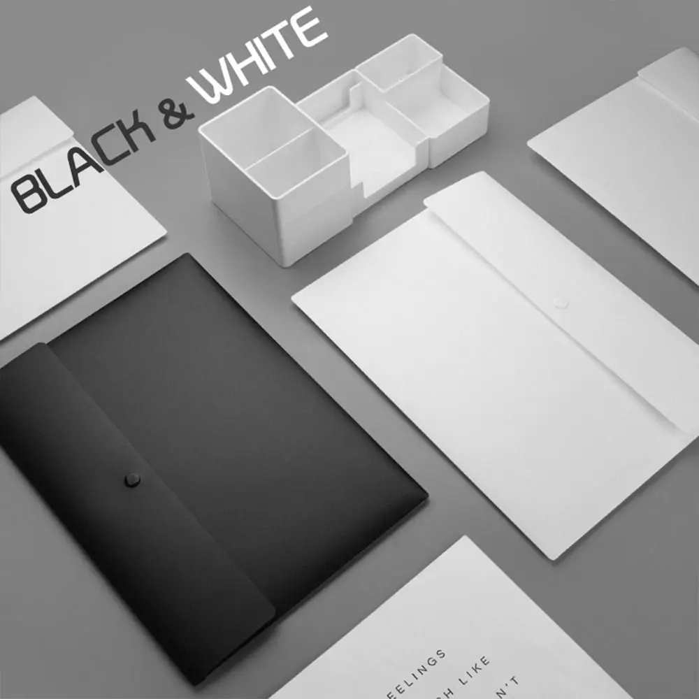 A4 A5 파일 폴더 포켓 재킷 플라스틱 봉투 플랫 문서 정리함, 스냅 단추 클로저 포함