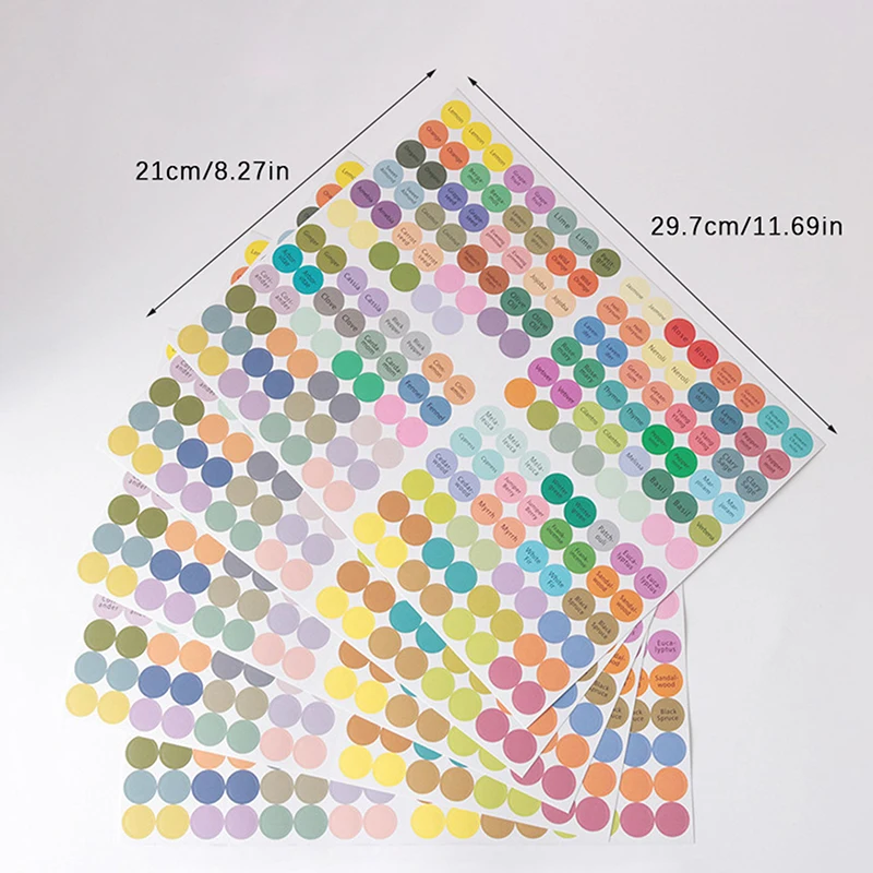 1Set 192 Pcs Pre-Printed Essential Oil Bottles Cap Lid Labels Round Circle Stickers Colorful For ALL DoTERRA Young Living Oils