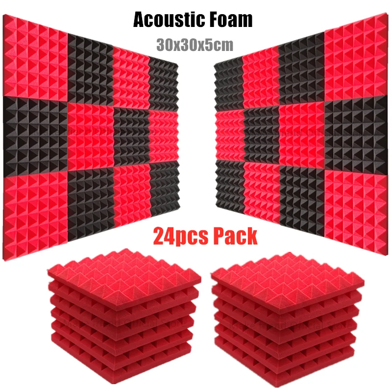 12pcs 300x300x25mm Acoustic Foam Sound Insulation Panels For Ktv Bar  Soundproofing Studio Wedges Sound Proof Wall Panels Espuma