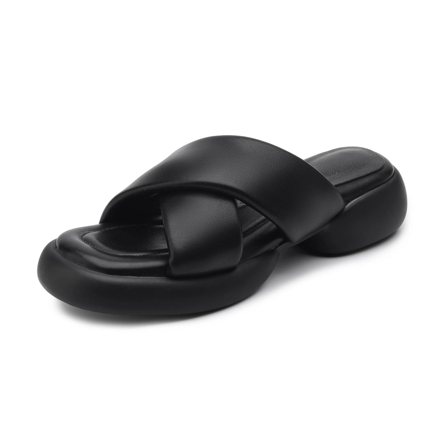 Krazing Pot Soft High Quality Slingback Summer Mules Shoes Med Heels Brand Dating Casual Comfort Modern Platform Women Sandals