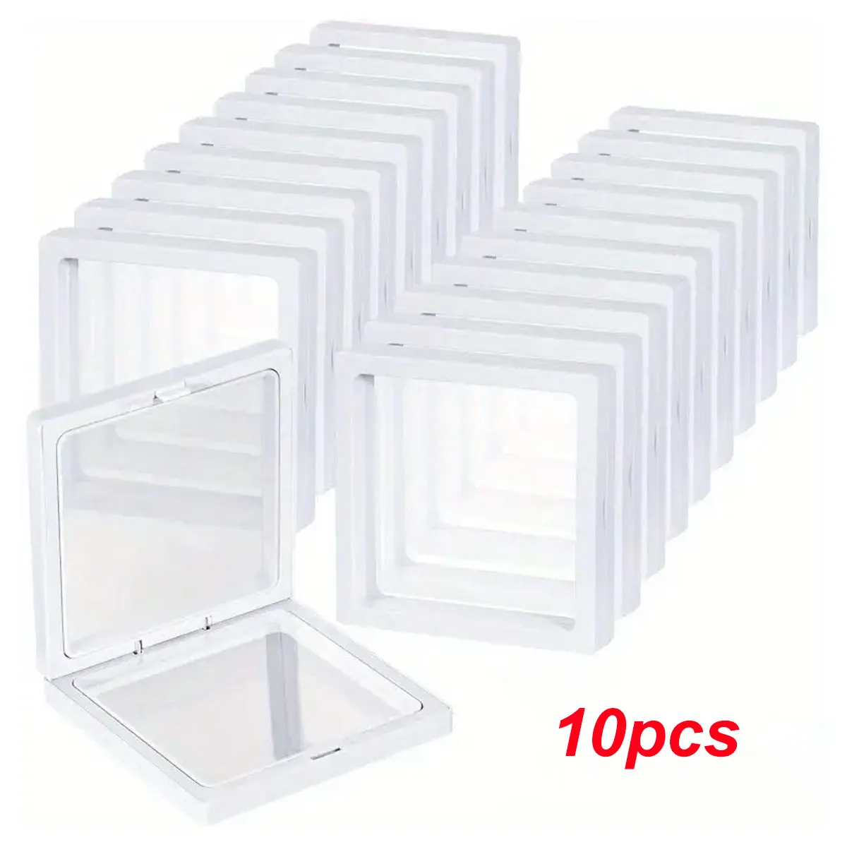 10pcs, 투명 플로팅 디스플레이 상자, 플라스틱 필름 보석 포장 상자, 보석, 목걸이, 반지 및 수집품 보관 상자