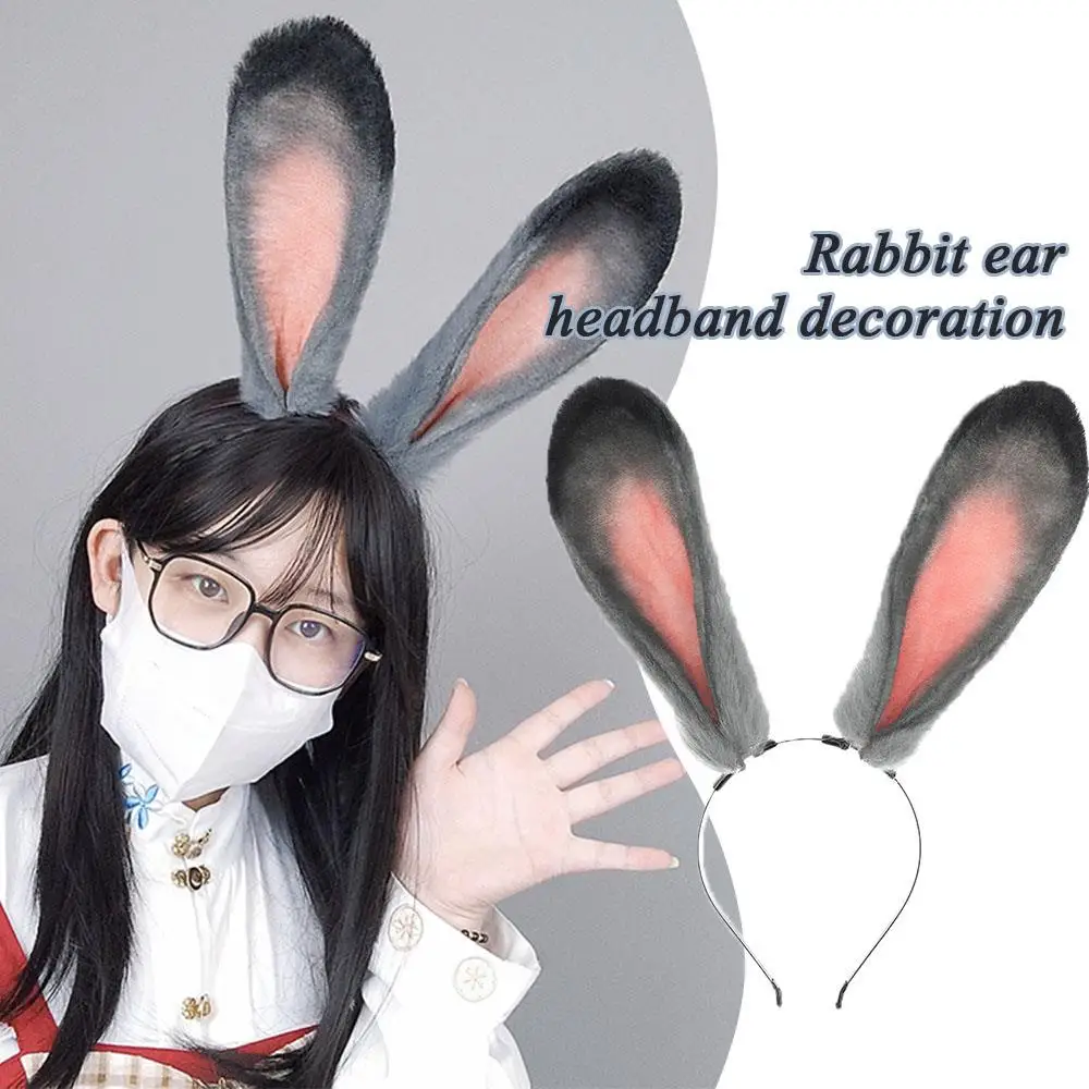 Animal Fur Rabbit Long Ear Headband Cosplay Sexy Faux Rabbit Officer Head Hoop Lolita Christmas Party Hair Band Hair Accessories