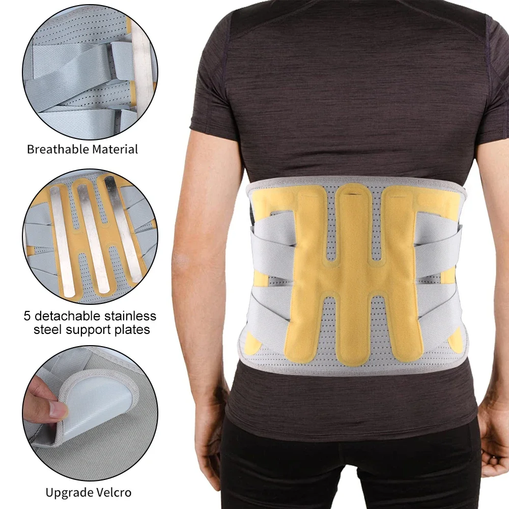 1개입 요추 지지대, 통증 완화를 위한 허리 지지대, 척추측만증, 디스크 탈출증, 좌골신경통 - 조절 가능 - 남녀공용