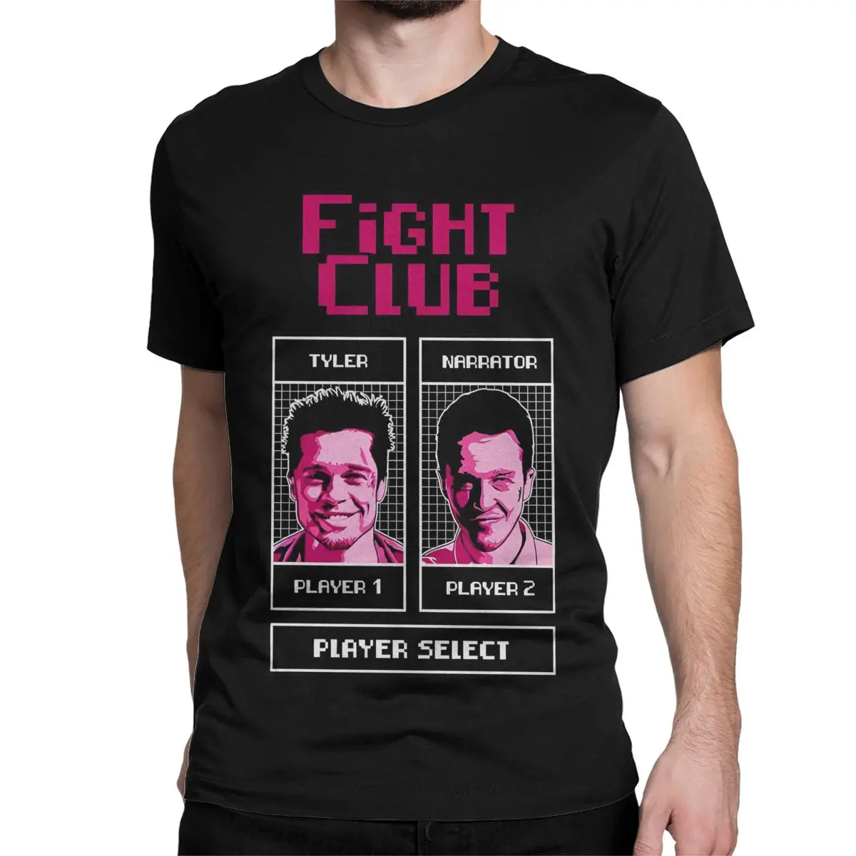 thumbnail image 1 of Camiseta de manga corta con cuello redondo de algodón para hombre y mujer, con diseño de personajes de la película "Tyler Fight Club", talla grande, 1 of 7