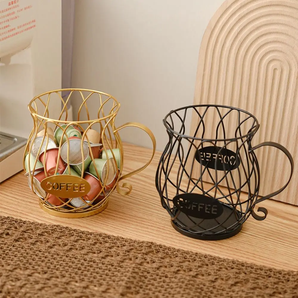 Durable Hollowing Out Coffee Pod Capsule Holder Gold/Black Display Rack Aesthetically Pleasing Iron Fruit Basket Ironwork 1