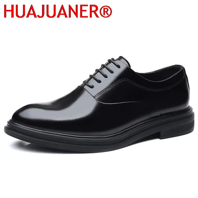 Spring Autumn Simple Large Size Men's Dress Shoes Pointed Height Increasing Men Waterproof Formal Business Leather Shoes Men