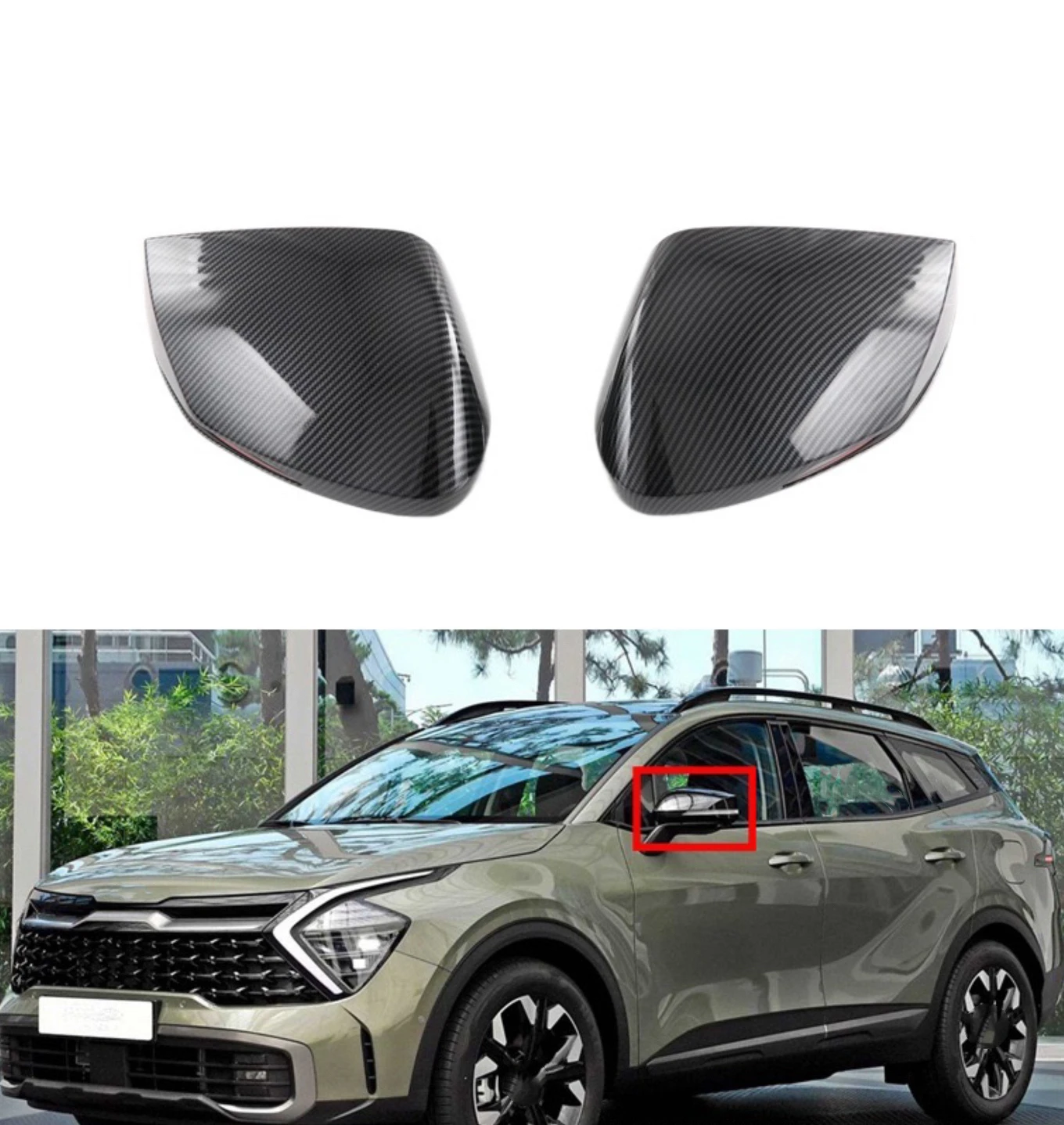 

Rearview Side Mirror Trim Cover For For Kia Sportage NQ5 2021 2022 Car Body Carbon Fiber Look ABS Rearview Side Mirror Cover