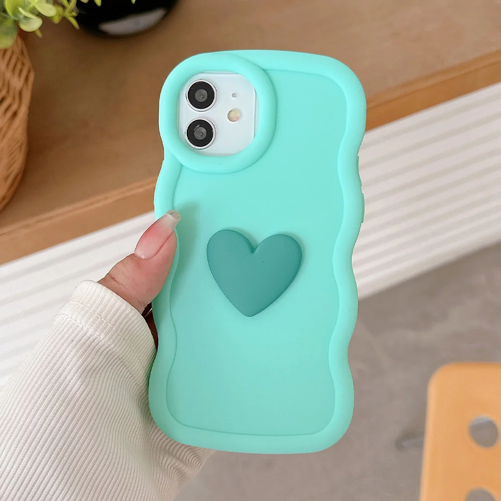 Charming 3D Heart Silicone Shockproof Phone Case - Candy Cover