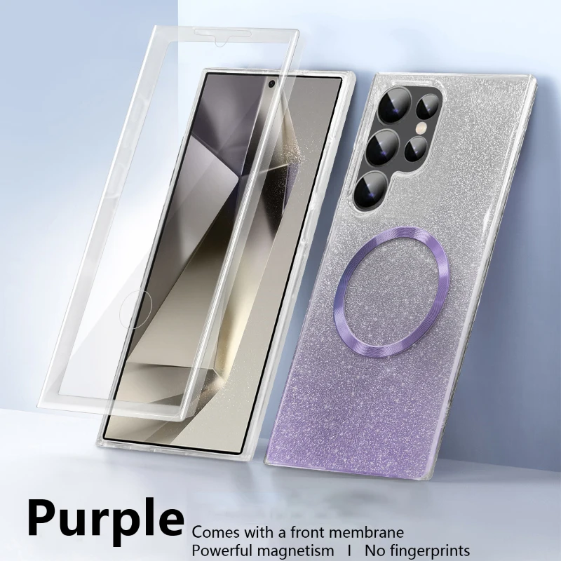 Magsafe Magnetic 360° Full Protection Gradient Glitter Phone Case with Front Film