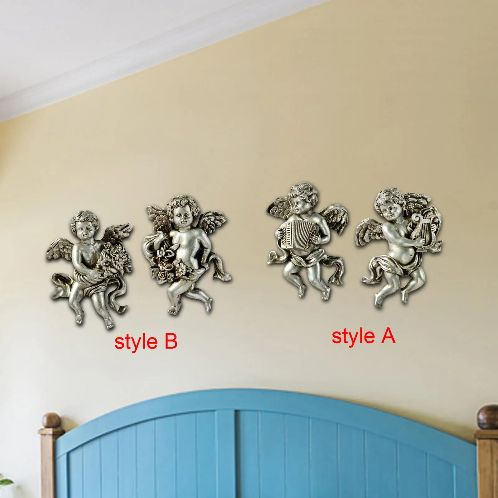 

Angel Wall Sculpture Versatile Decorative Artwork Craft Creative Cherub Statue for Entrance Sitting Room Cafe Home Decoration