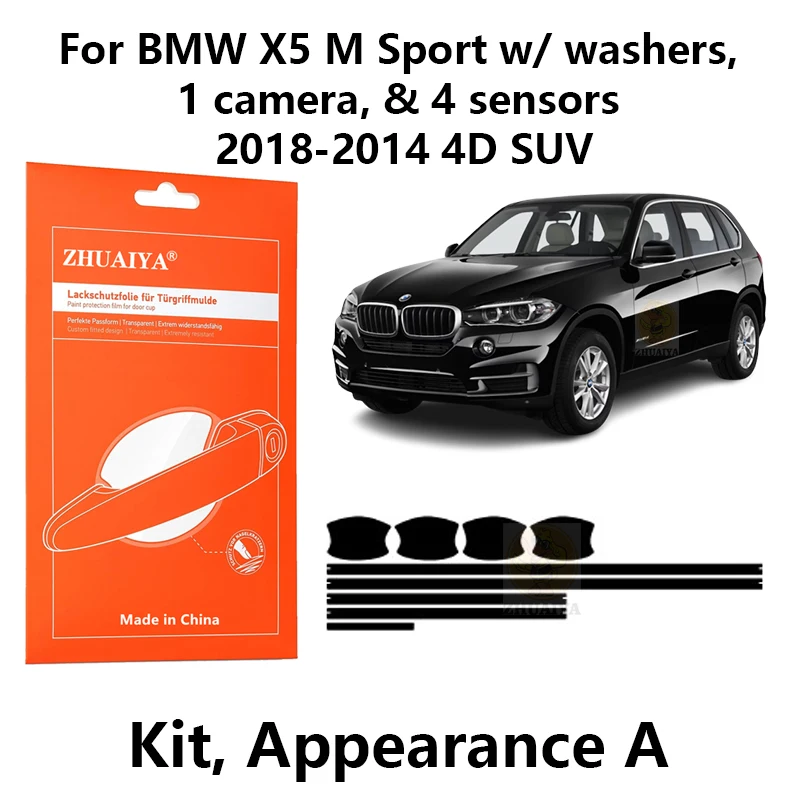 

ZHUAIYA Door Edge Guards Door Handle Cup Paint Protection Film TPU PPF For BMW X5 M Sport w/ washers,camera，& 4 sensors2018-2014