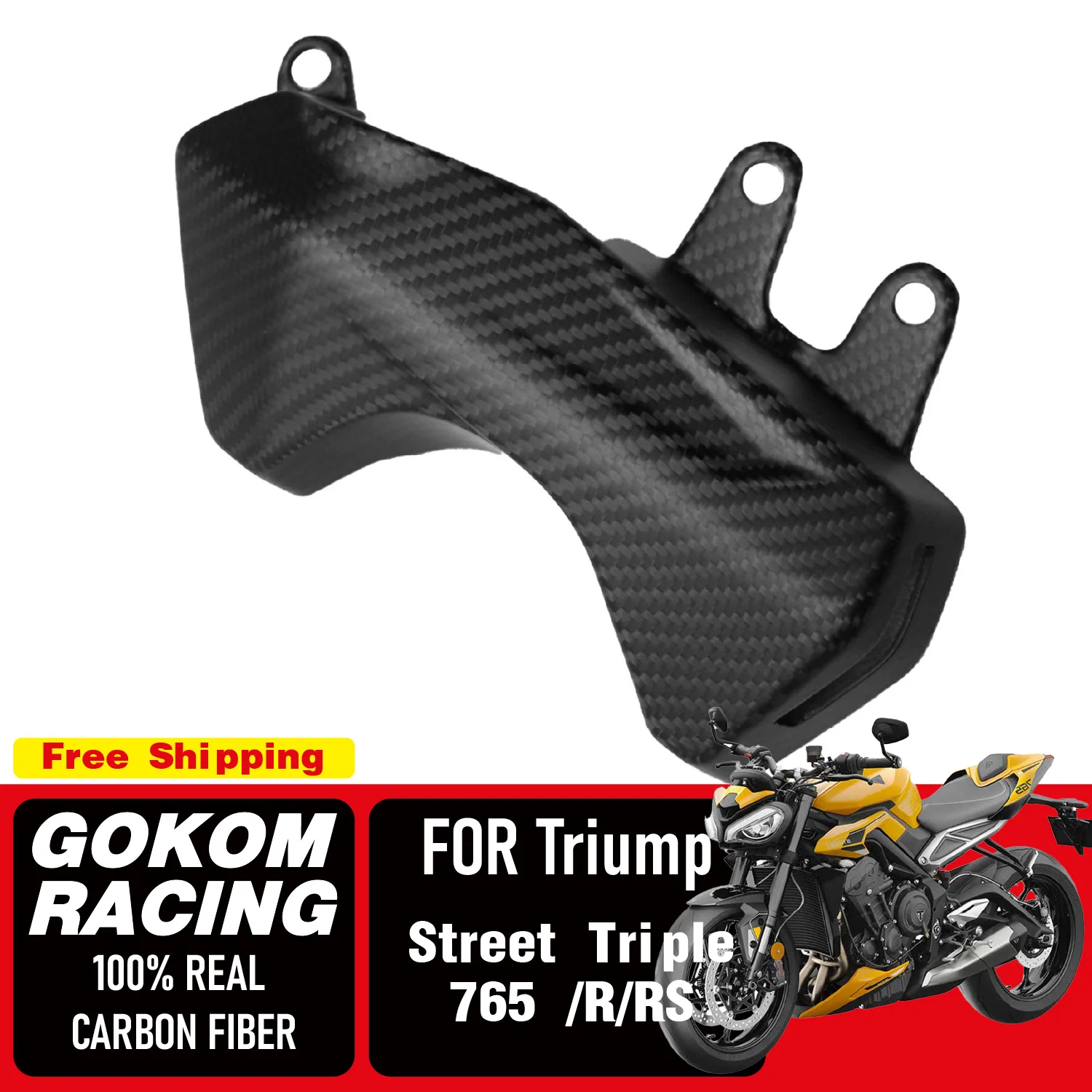 

Gokom Racing For Triumph Street Triple 765 WATER TANK COVER COWLING FAIRING 100% REAL CARBON FIBER MOTORCYCLE ACCESSORIES