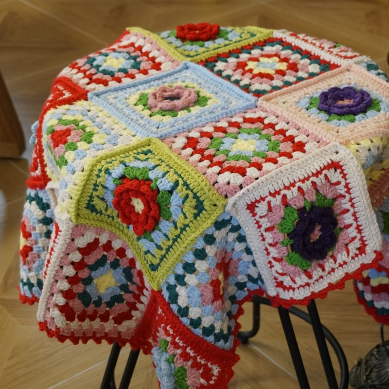 Couverture vintage carré grand-mère au crochet Afgha