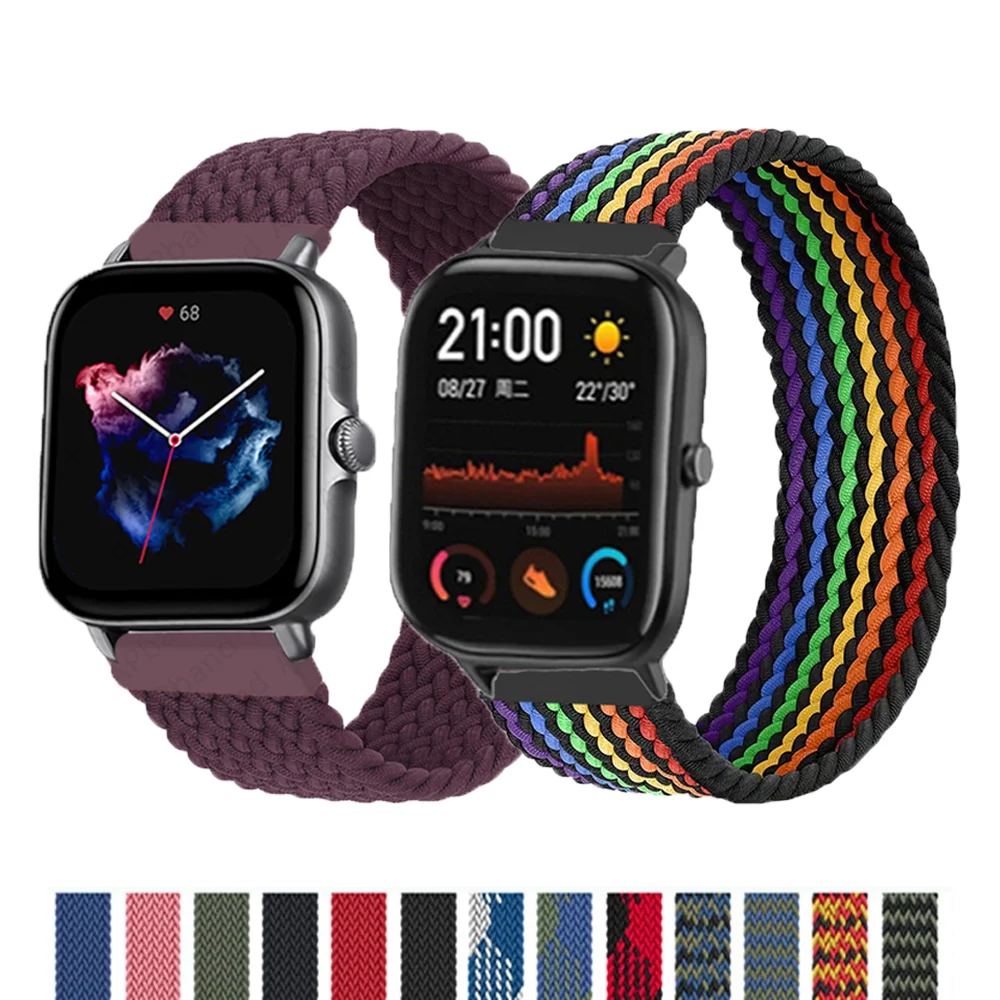 

20mm 22mm Braided Watch Band For Amazfit GTS 4/2/2e/GTS2 Mini/GTR 4/2/2e/3/Pro 47mm stratos 2 Bracelet correa Amazfit bip Strap
