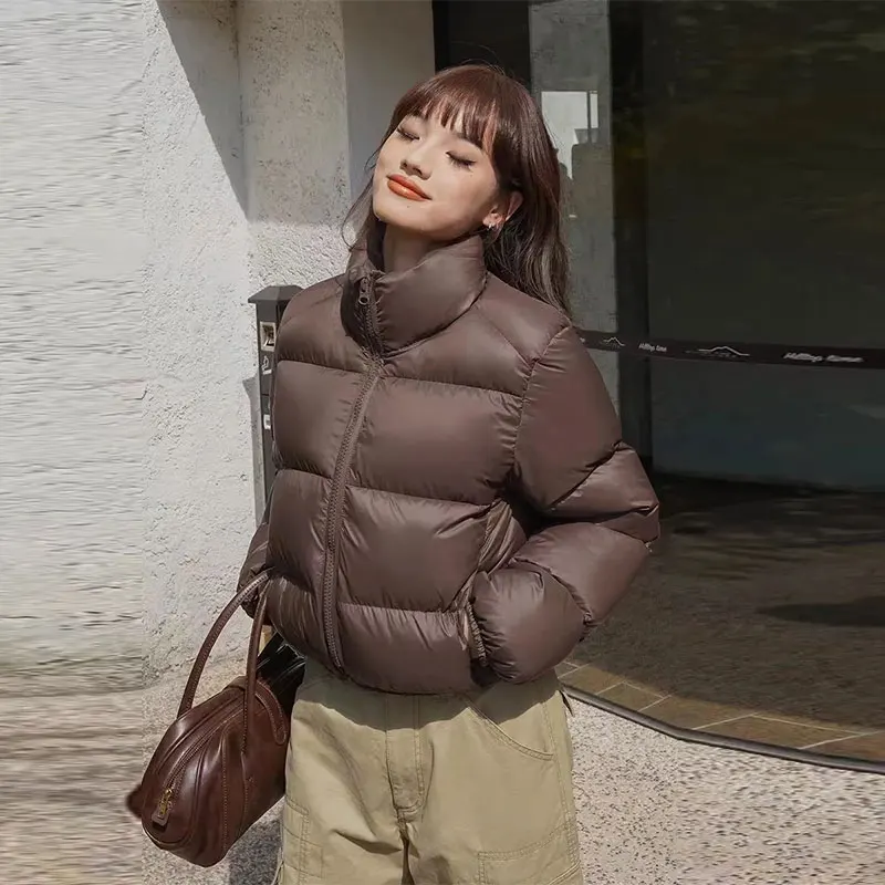 

Short Fashion Thickened Cotton Jacket For Women 2023 Winter New Stand Collar Pure Color Light Surface Ultra Light Bread Coat