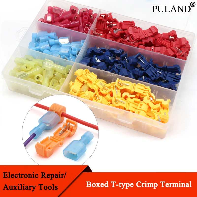 

Boxed T-type Crimp Terminal,Wire Connection Clip Quick ,Peel-Free Insulated Electrical Connector,Plug-in Wire Terminal