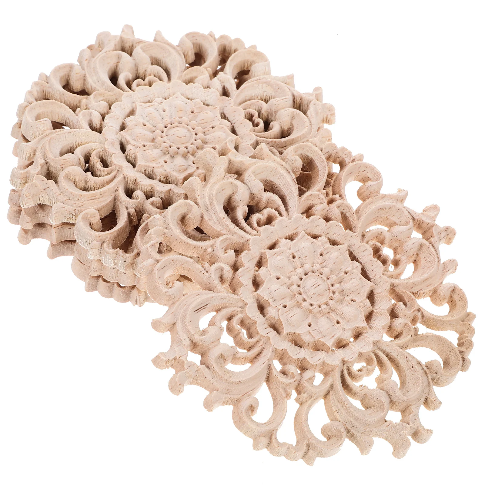 

4 Pcs Applique House Accessories for Home Wooden Appliques and Onlays Furniture