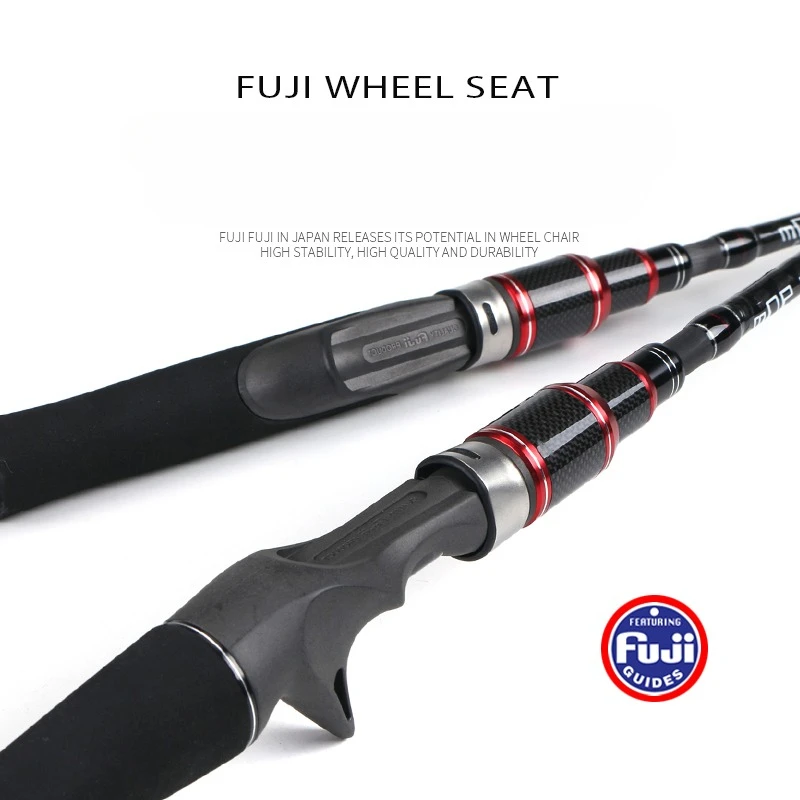 Canne à Pêche Bateau Mer CAMEKOON Carbone - Longueurs 4'92" Ou 5'41" - Anneaux Fuji - Siège Moulinet FUJI