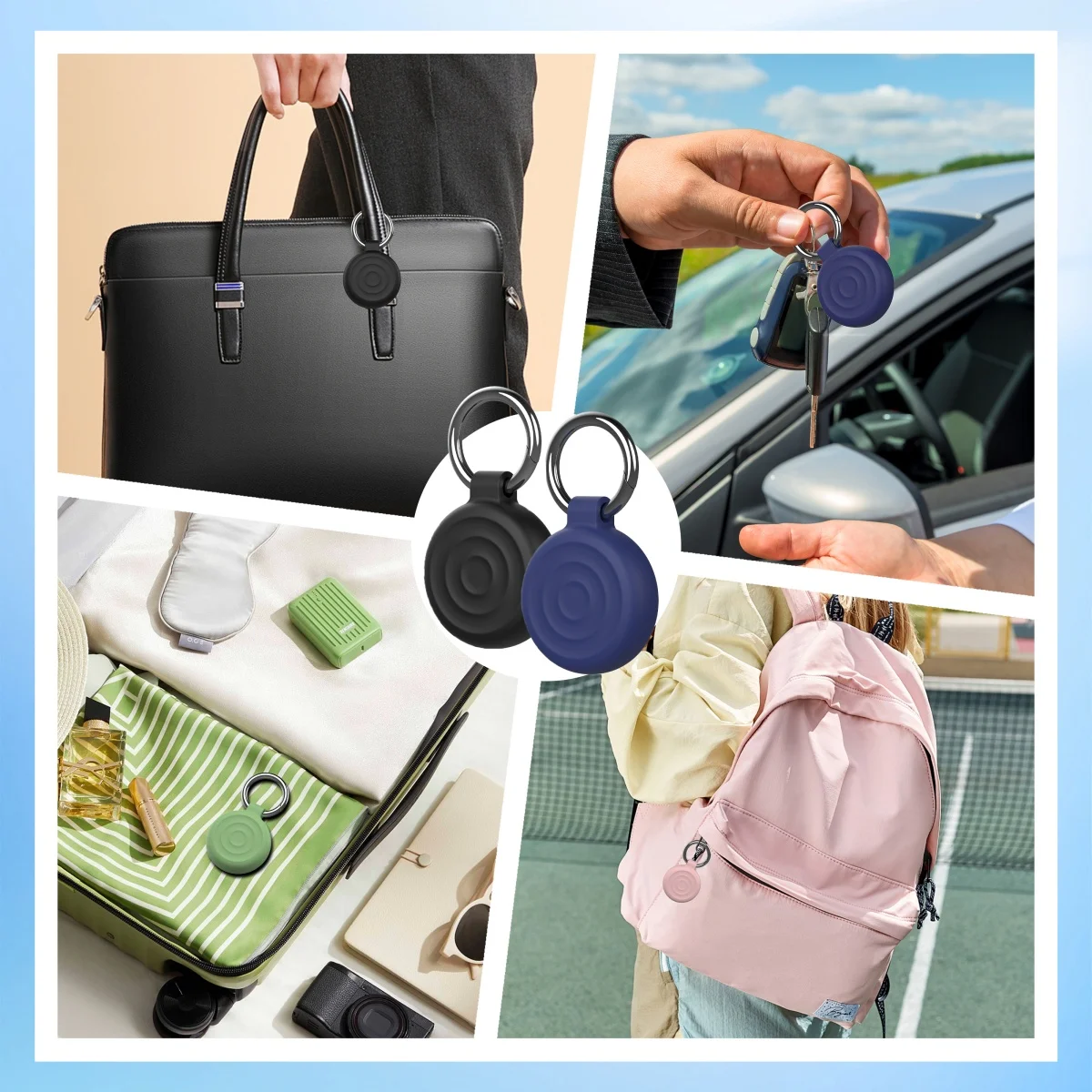 Airtags 추적 장치 커버에 대 한 물 리플 실리콘 보호 케이스 에어 태그 Coque에 대 한 휴대용 키 체인 로케이터 추적기  커버-Freehip.co.kr