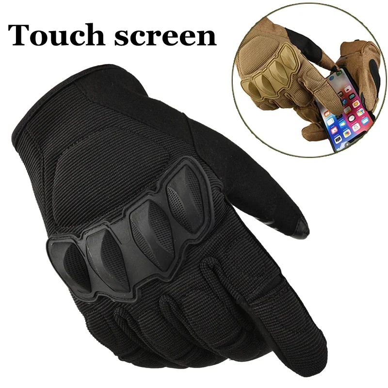 Touch Screen Full Finger Tactical Gloves Motorcycle Motocross Hard Knuckle Full Finger Glove Mens
