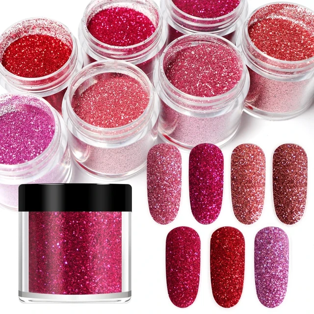 4 Bag*50g Red Glitter for Nails Powder Set Shiny Fine Pigment Dust Bulk  Decoration Sparkly Manicure Accessories for Nail Polish - AliExpress