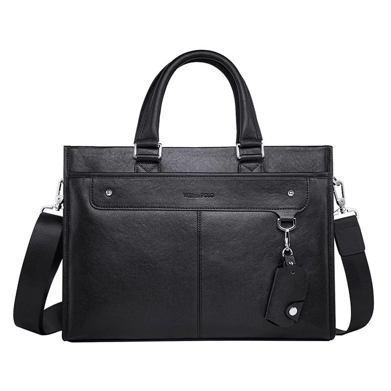 

Luxury Genuine Leather Briefcase for Man Cowhide Vintage Tote Executive Handbag Messenger Laptop Shoulder Business Side Bag