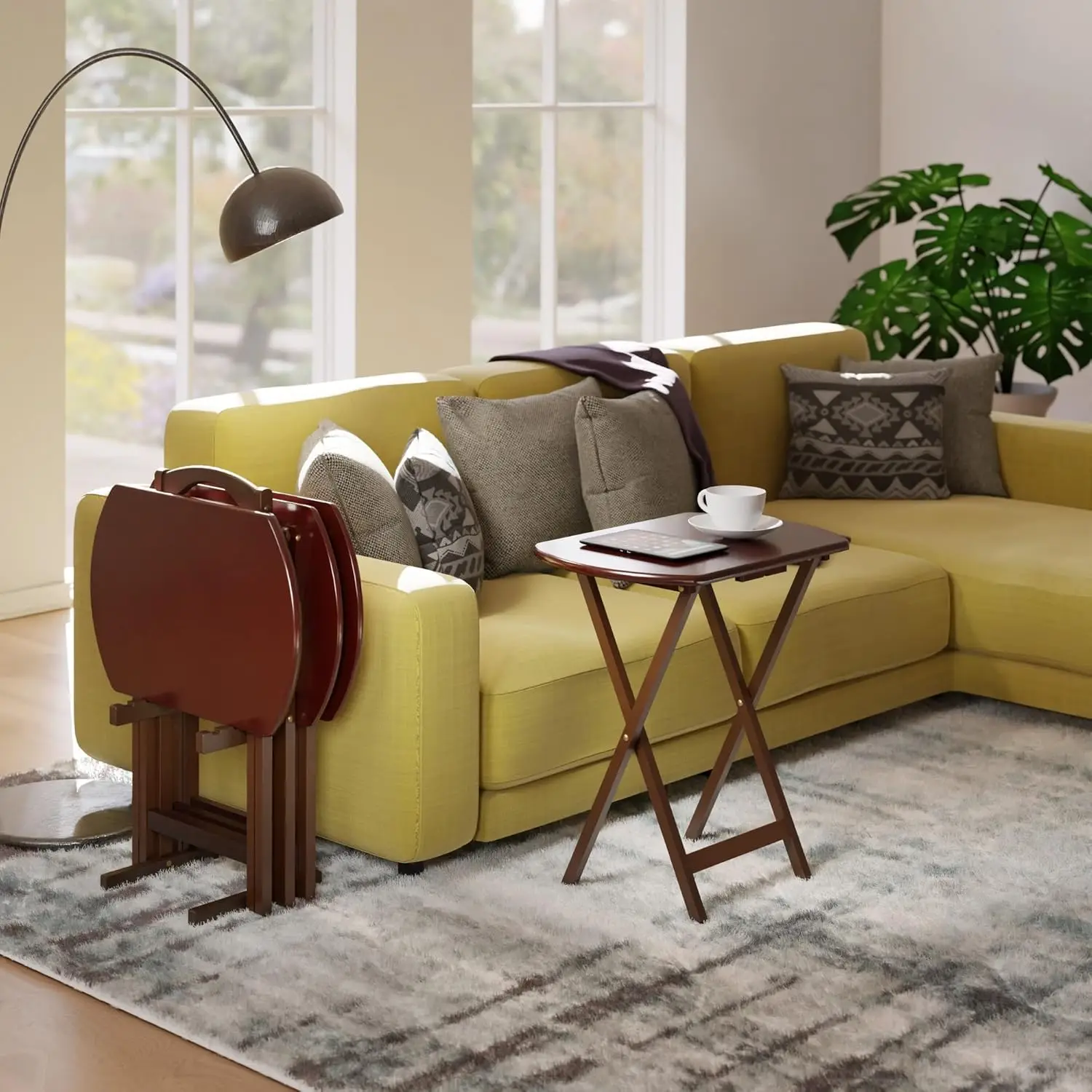 Wood TV Tray Set 2