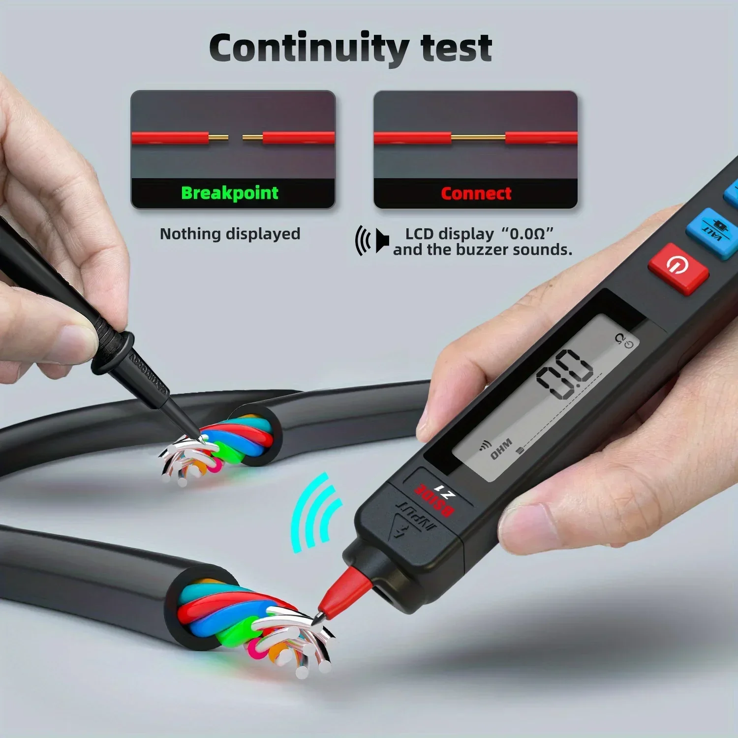 BSIDE Z1 Digital Multimeter Tester Smart Pen Type Voltage Detector DC AC Capacitance Ohm NCV Hz Diode Continuity Meter