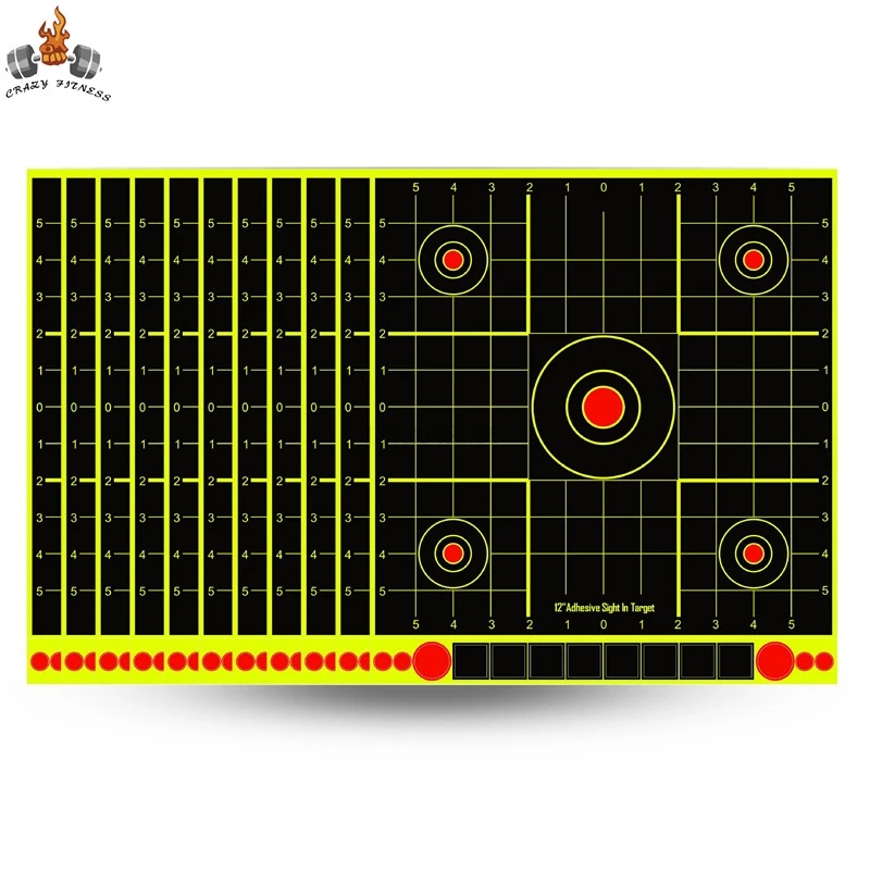 10pcs 8/12in Splatter Adhesive Bullseye Fluorescent Yellow Shooting Target Stickers for Handguns Rifles BB Guns Pellet Guns shooting targets stickers