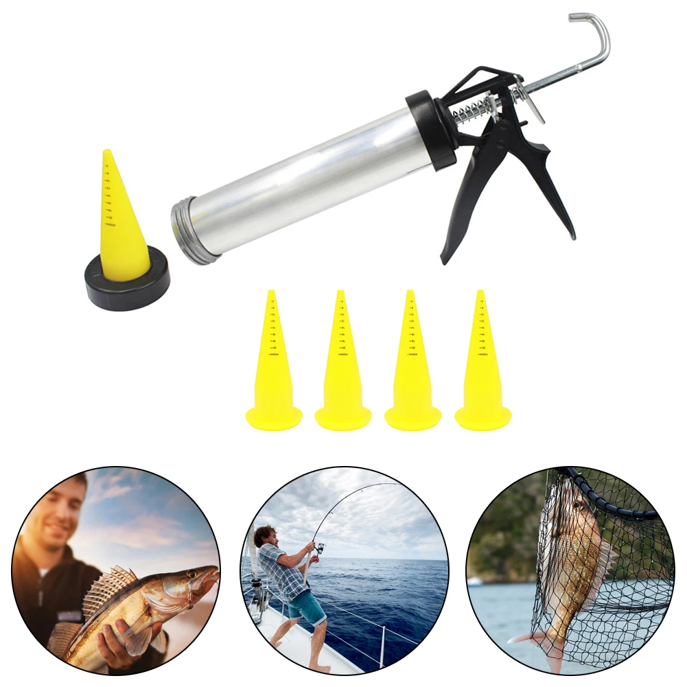 Sausage Maker Bait Fishing Aluminum Fishing Boilie Making Gun with 4pcs Spare Nozzles Fishing Lure Accessories Tackle