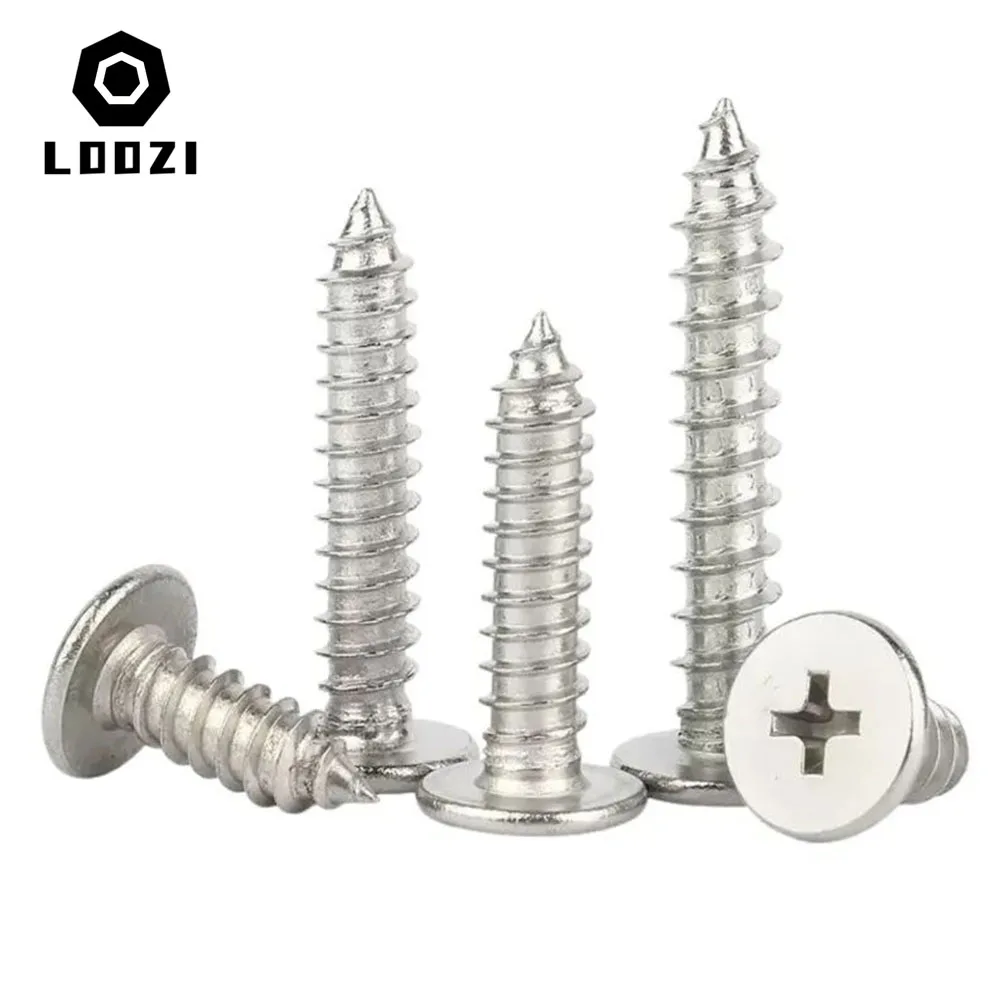 CM M2 M2.6 M3 M3.5 M4 M5 M6 304 A2 Stainless Steel Cross Phillips Ultra Thin Super Low Flat Wafer Head Self-tapping Wood Screw