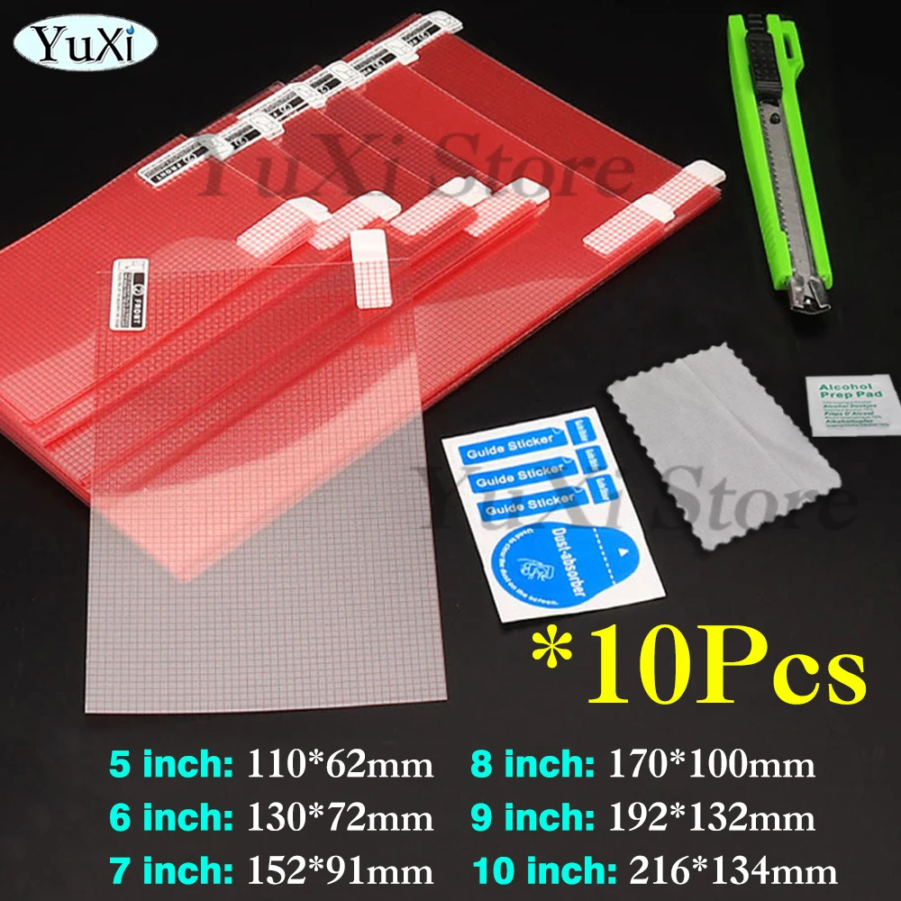 Universal HD Clear Screen Protector Film Set - 10 Pack Anti-Dust PET Films