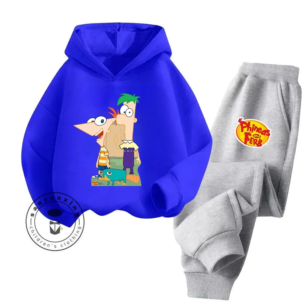 2024 Phineas and Ferb Cartoon Themed Collection Fashionable and Affordable Children's Spring and Autumn Long Sleeve Hoodie Set 5