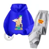 2024 Phineas and Ferb Cartoon Themed Collection Fashionable and Affordable Children's Spring and Autumn Long Sleeve Hoodie Set 5