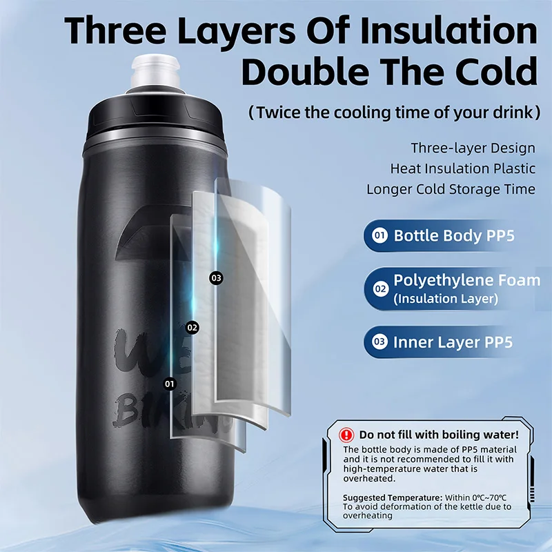 Bicycle Water Bottle WEST BIKING Cycling 620ML Water Bottle PP Cup Leak-proof Shaker Cold And Heat Preservation Outdoor Drinkware Gym Bicycle Bottle