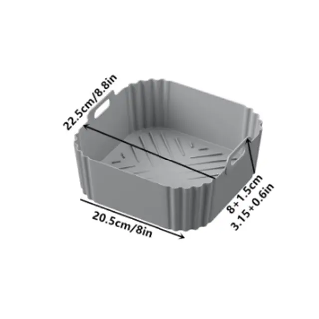 Silicone Air Fryer Baking Tray 5.5-6.2L Heightened Reusable Air Fryer Basket Square for Philips-NA230 Ninja 180COSORI 6