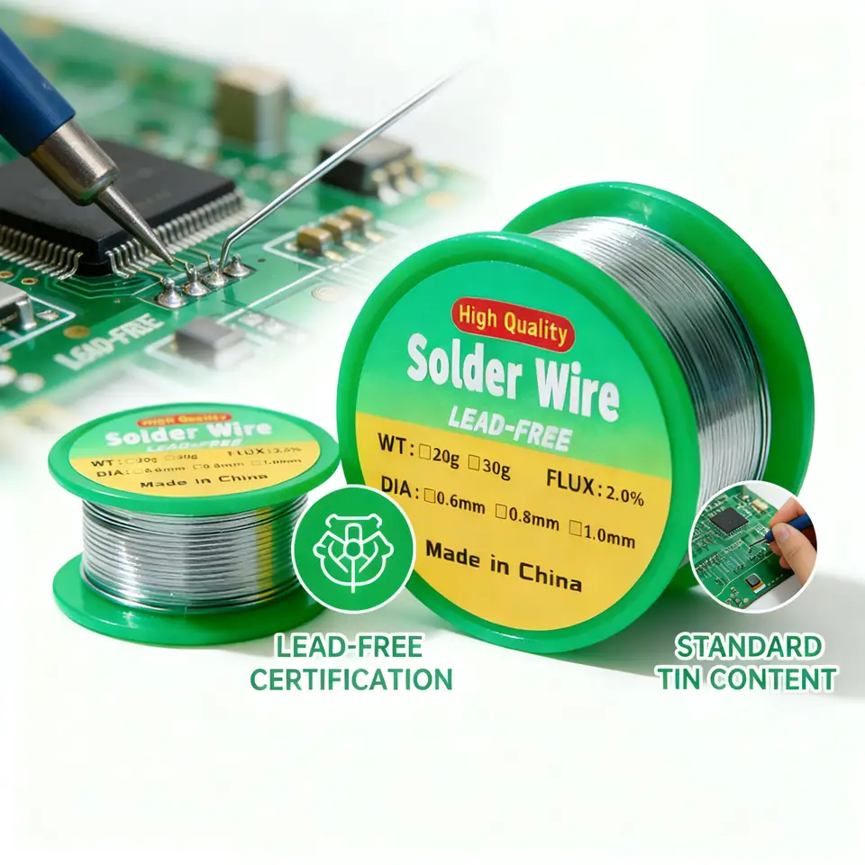 High Quality Professional Solder Wire Lead-Free, 0.6/0.8/1.0mm, 2.0% Flux Core, DIY Electronics Repair image 1