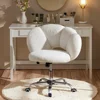 Boucle Upholstered Desk Chair Cloud-Shaped Vanity Chair Adjustable Home Office Chairs Computer Chairs with Rolling Wheels 2