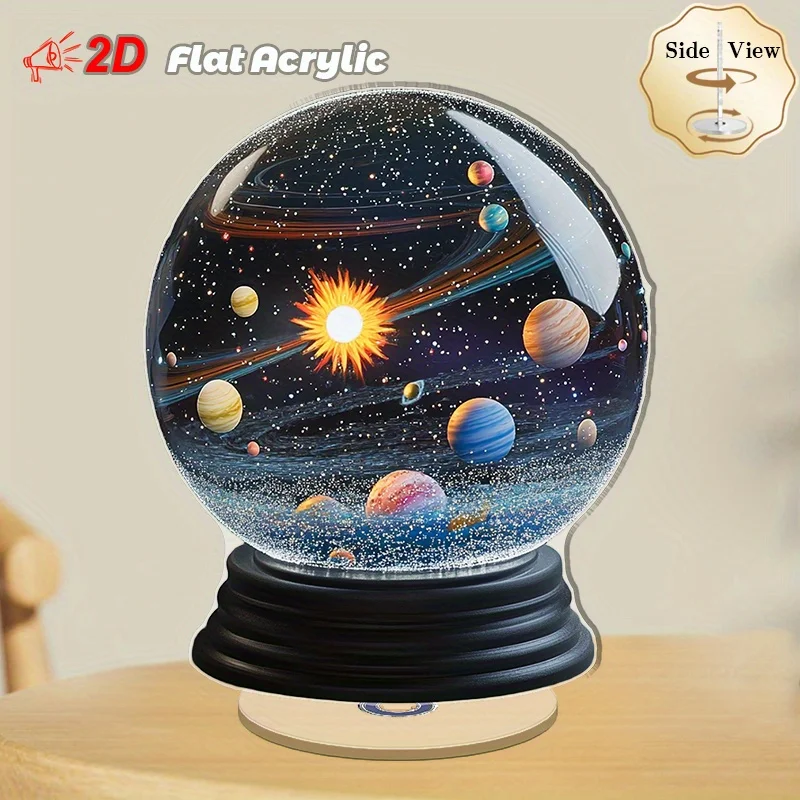 1Pc Universum Thema 2D Rotierenden Flugzeug Acryl Solar System Mini Globus Desktop Decor Ornament Zimmer Decor Astronomie Enthusiasten geschenk – Detail 7