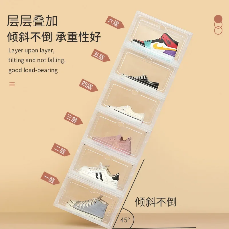 Installation-free Folding Shoe Box Transparent Brand New Acrylic Thickened Shoe Box Home Shoe Storage Supplies Sneaker Box 3