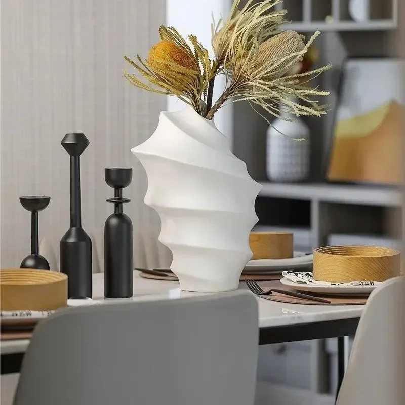 Black Wooden Candle Holder Nordic ins style art decoration hotel model room soft decoration ZM806 candle holders