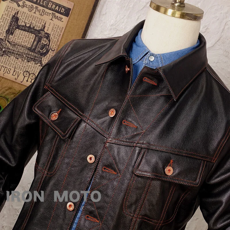오토바이 자켓 크루저 카페용 표준 아메리칸 핏 가죽 스트리트 자켓 Keepwarm 클래식 밴드 칼라 오토바이 자켓