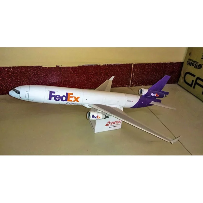DIY 1:100 Fedex MD-11 airplane paper model craft work children's birthday gifts