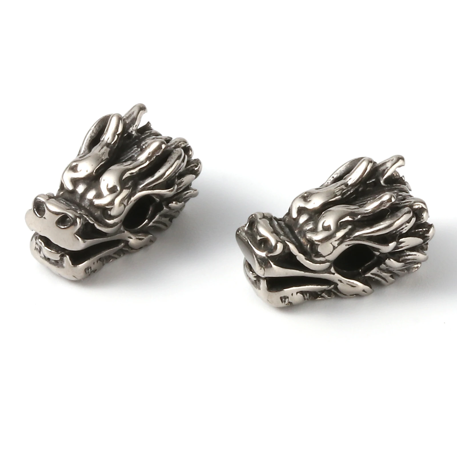 

2PCs Vintage Stainless Steel Dragon Head Beads For Jewelry Making Gunmetal Charm Beads Diy Men Punk Bracelet Necklace Supplies
