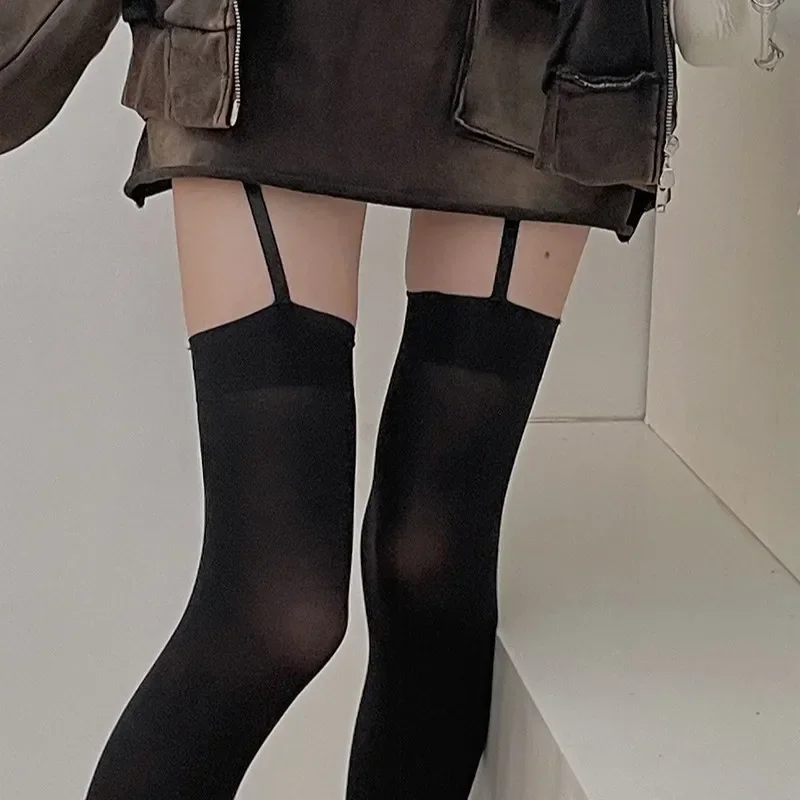Women Suspender Wide-banded Velvet Tights