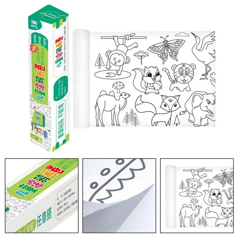 Large Coloring Roll For Kids Kids Drawing Paper Continuous Coloring Paper  Roll Perfect Travel Activity For Kids Ages 3+