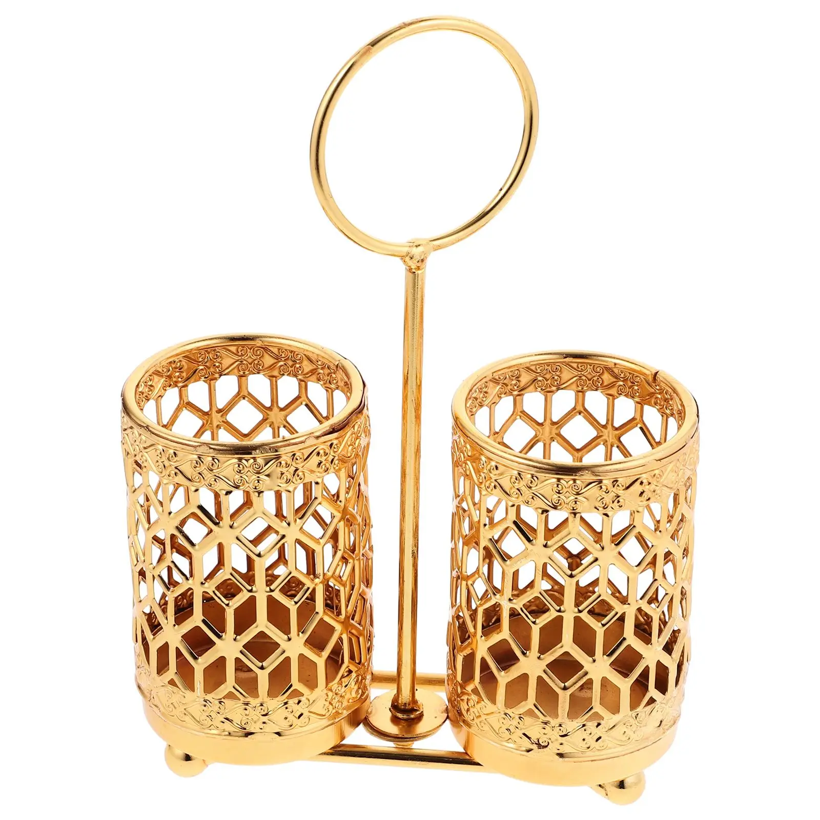 1pc Metal Utensil Holder 2/4grids For Spoon Fork Chopstick Holder Kitchenware Tray Box Kitchen Organizer Luxury Gold Color 2