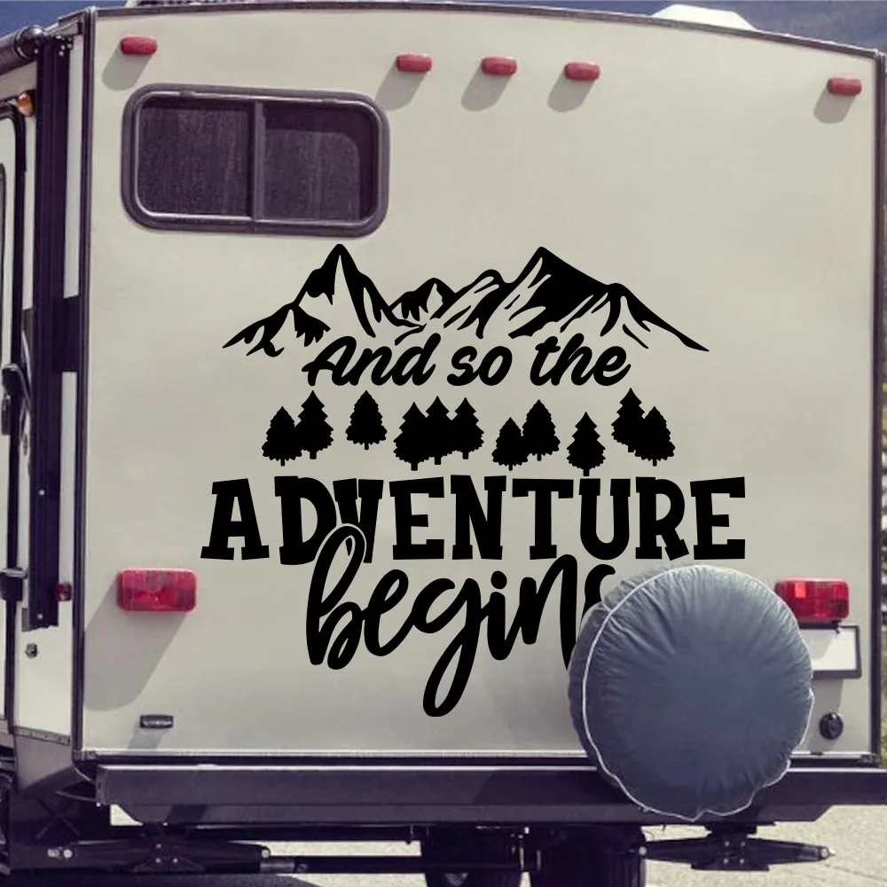 

Camping Rv Truck Car Sticker Decals Adventure Begin Mountain Travel Explore Motorhome Caravan Van Vinyl For Jeep 4x4 Offroad